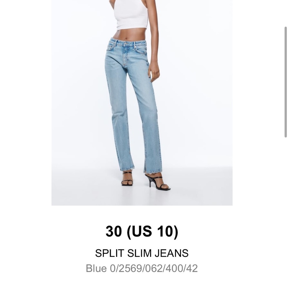 ZARA light blue split hem jeans perfect condition